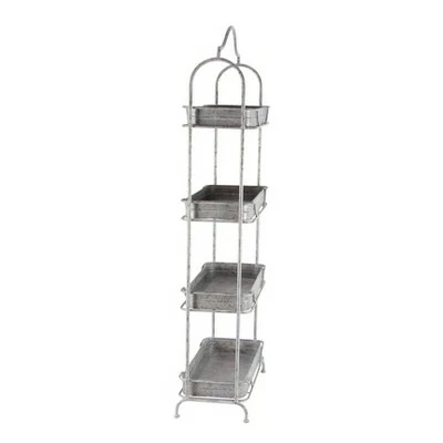 Olivia & May 55" Rustic Iron 4-Tiered Rectangular Garden Rack Gray - Olivia & May 4 Olivia & May 55" Rustic Iron 4-Tiered Rectangular Garden Rack Gray - Olivia & May - Image 2