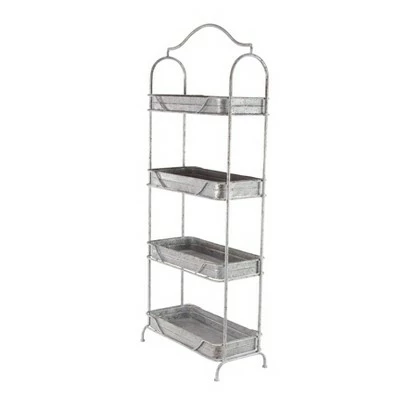 Olivia & May 55" Rustic Iron 4-Tiered Rectangular Garden Rack Gray - Olivia & May 5 Olivia & May 55" Rustic Iron 4-Tiered Rectangular Garden Rack Gray - Olivia & May - Image 3