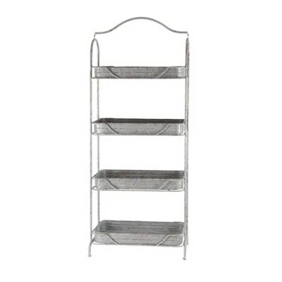 Olivia & May 55" Rustic Iron 4-Tiered Rectangular Garden Rack Gray - Olivia & May 6 Olivia & May 55" Rustic Iron 4-Tiered Rectangular Garden Rack Gray - Olivia & May - Image 4