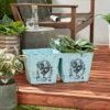 Olivia & May 23" French Country Rooster Illustration Square Metal Planter with Handles Distressed Blue - Olivia & May -Cheap Planters Store unnamed file 5654
