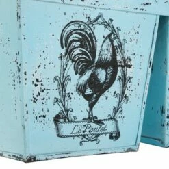 Olivia & May 23" French Country Rooster Illustration Square Metal Planter with Handles Distressed Blue - Olivia & May -Cheap Planters Store unnamed file 5657
