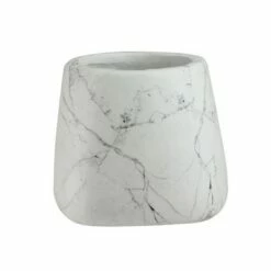 Allstate Floral 5.75” Marbled Indoor and Outdoor Pot Planter - White/Black