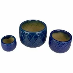 Napa Home & Garden Set of 3 Blue Textured Planter Set 11" -Cheap Planters Store unnamed file 5661