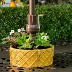 4.75" Handmade Glazed Ceramic Trellis Umbrella Half Moon Shaped Planter Gold - Alfresco Home LLC -Cheap Planters Store unnamed file 5695