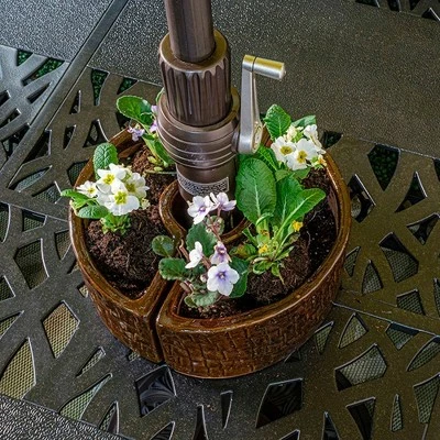 Handmade Glazed Ceramic Cobblestone Umbrella Half Moon Shaped Planter Brown - Alfresco Home LLC 3 Handmade Glazed Ceramic Cobblestone Umbrella Half Moon Shaped Planter Brown - Alfresco Home LLC