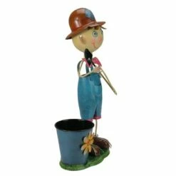 Northlight 20" Bow Tied Boy with Shovel Spring Outdoor Garden Planter - Blue/Pink