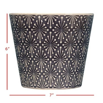 Blue Diamond Burst Pattern Glazed Ceramic Planter - Foreside Home & Garden 4 Blue Diamond Burst Pattern Glazed Ceramic Planter - Foreside Home & Garden - Image 2