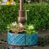 Handmade Glazed Ceramic Trellis Umbrella Half Moon Shaped Planter Blue - Alfresco Home LLC -Cheap Planters Store unnamed file 5704