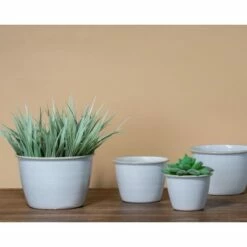 Set of 4 Antique White Round Enamel Metal Planters - Foreside Home & Garden -Cheap Planters Store unnamed file 5721