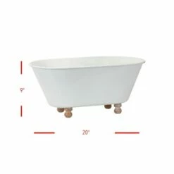 White Enamel Metal Bathtub Planter with Wood Bead Feet - Foreside Home & Garden -Cheap Planters Store unnamed file 5764