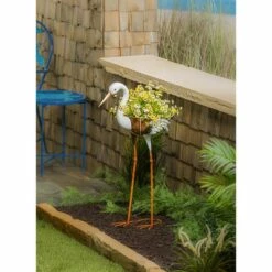 Evergreen Metal Heron Garden Planter with Cocoliner- 22 x 35 Inches Garden and Yard Decor