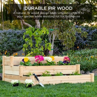 Best Choice Products 3-Tier Fir Wood Raised Garden Bed Planter Kit for Plants, Vegetables, Outdoor Gardening - Natural 7 Best Choice Products 3-Tier Fir Wood Raised Garden Bed Planter Kit for Plants, Vegetables, Outdoor Gardening - Natural - Image 5