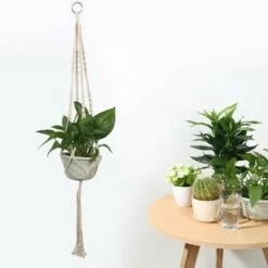 Unique Bargains Macrame Vintage Handmade Braided Rope Flower Plant Planters Beige 39.4 Inch 2 Pcs -Cheap Planters Store unnamed file 5846