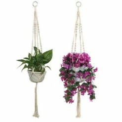 Unique Bargains Macrame Vintage Handmade Braided Rope Flower Plant Planters Beige 39.4 Inch 2 Pcs -Cheap Planters Store unnamed file 5848
