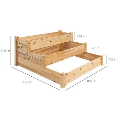 Best Choice Products 3-Tier Fir Wood Raised Garden Bed Planter Kit for Plants, Vegetables, Outdoor Gardening - Natural 8 Best Choice Products 3-Tier Fir Wood Raised Garden Bed Planter Kit for Plants, Vegetables, Outdoor Gardening - Natural - Image 6