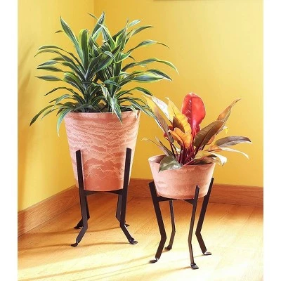 Indoor Outdoor Denise Wood Stone and Iron Planter Terra Cotta Finish - ACHLA Designs 3 Indoor Outdoor Denise Wood Stone and Iron Planter Terra Cotta Finish - ACHLA Designs