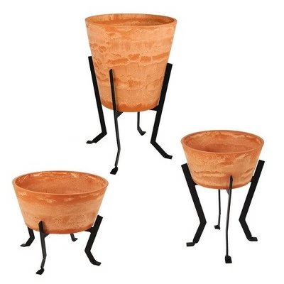 Indoor Outdoor Denise Wood Stone and Iron Planter Terra Cotta Finish - ACHLA Designs 5 Indoor Outdoor Denise Wood Stone and Iron Planter Terra Cotta Finish - ACHLA Designs - Image 3