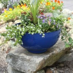 ACHLA Designs 10" x 20" Planter French Blue Galvanized Steel