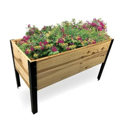 Backyard Expressions 32" Rectangular Wooden Elevated Garden Bed with Legs Tan 3 Backyard Expressions 32" Rectangular Wooden Elevated Garden Bed with Legs Tan
