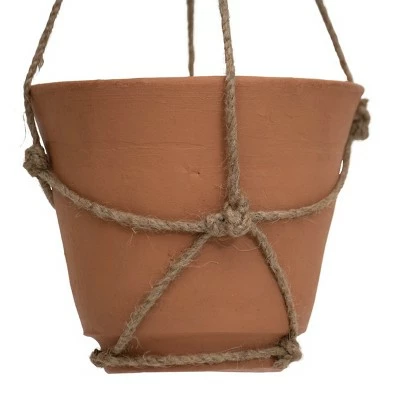 Hanging Terracotta Terracotta & Jute Planter - Foreside Home & Garden 3 Hanging Terracotta Terracotta & Jute Planter - Foreside Home & Garden