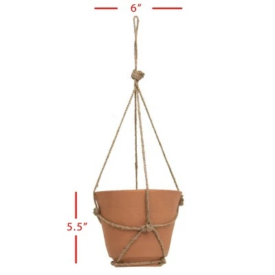 Hanging Terracotta Terracotta & Jute Planter - Foreside Home & Garden 5 Hanging Terracotta Terracotta & Jute Planter - Foreside Home & Garden - Image 3