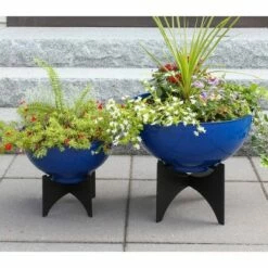 ACHLA Designs 13.75" x 16" Planter Bowl French Blue Galvanized Steel with Black Wrought Iron Plant Stand -Cheap Planters Store unnamed file 5949