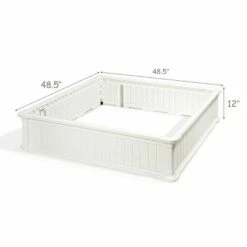 Costway 48.5'' Raised Garden Bed Square Plant Box Planter Flower Vegetable White