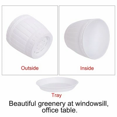 Unique Bargains Home Windowsill Office Plastic Barrel Shape Plant Flower Planters 3 Unique Bargains Home Windowsill Office Plastic Barrel Shape Plant Flower Planters - Image 2