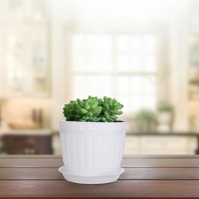 Unique Bargains Home Windowsill Office Plastic Barrel Shape Plant Flower Planters 6 Unique Bargains Home Windowsill Office Plastic Barrel Shape Plant Flower Planters - Image 5