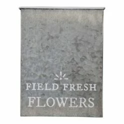 "Field Fresh Flowers" Whitewashed Galvanized Metal Planter - Foreside Home & Garden