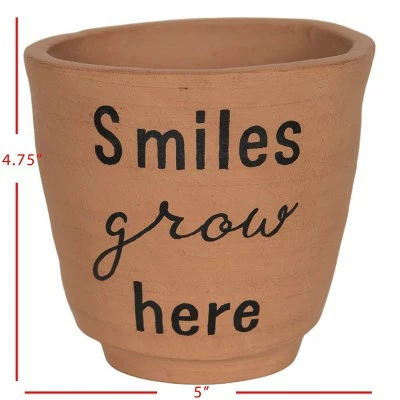 "Smiles Grow Here" Multi Terracotta Planter - Foreside Home & Garden 5 "Smiles Grow Here" Multi Terracotta Planter - Foreside Home & Garden - Image 3