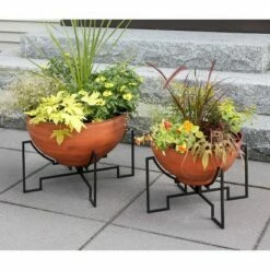 ACHLA Designs 13.25" x 16" Burnt Sienna Galvanized Steel Planter Bowl with Black Wrought Iron Plant Stand -Cheap Planters Store unnamed file 6062