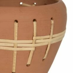 Woven Terracotta Terracotta & Rattan Planter - Foreside Home & Garden