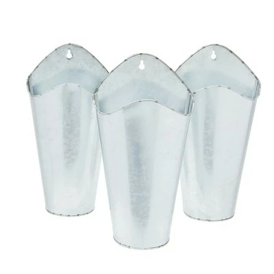Farmlyn Creek 3 Pack Metal Wall Hanging Planter, Galvanized Plant Pots for Indoor & Outdoor Wall Decor, 11.7 x 5.8 in 4 Farmlyn Creek 3 Pack Metal Wall Hanging Planter, Galvanized Plant Pots for Indoor & Outdoor Wall Decor, 11.7 x 5.8 in - Image 2