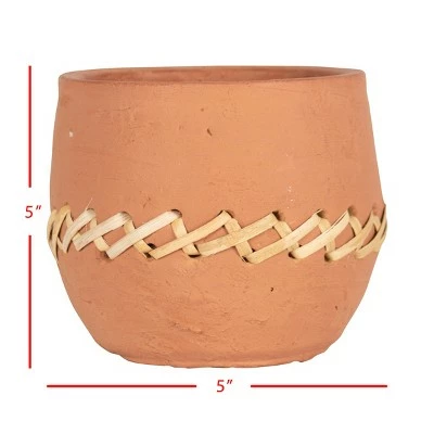 Terracotta & Cane Weave Planter - Foreside Home & Garden 7 Terracotta & Cane Weave Planter - Foreside Home & Garden - Image 5