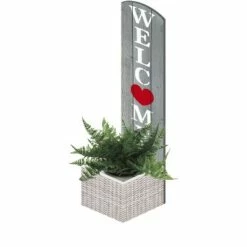 Evergreen 40" Porch Leaner with Built in Planter, Welcome Home- Home and Garden Decor