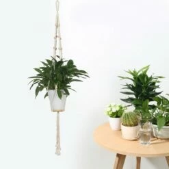Unique Bargains Garden Hanging Cotton Rope Basket Macrame Plant Flower Planters Beige 47.2 Inch 1 Pc -Cheap Planters Store unnamed file 6134