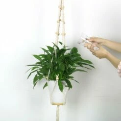 Unique Bargains Garden Hanging Cotton Rope Basket Macrame Plant Flower Planters Beige 47.2 Inch 1 Pc -Cheap Planters Store unnamed file 6135