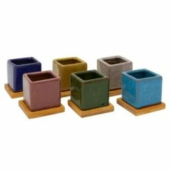 Okuna Outpost Set of 6 Mini Ceramic Planter Pots 2.5" with Drainage Hole & Tray for Indoor & Outdoor Succulents Plants -Cheap Planters Store unnamed file 6138