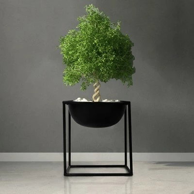 Uniquewise Contemporary Black Metal Table Flower Planter Pot with Stand for Entryway, Living Room, Kitchen, or Dining Room 4 Uniquewise Contemporary Black Metal Table Flower Planter Pot with Stand for Entryway, Living Room, Kitchen, or Dining Room - Image 2