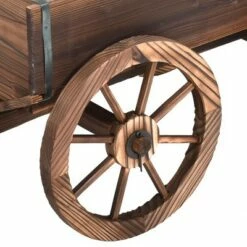 Costway Wood Wagon Flower Planter Pot Stand Garden W/Wheels -Cheap Planters Store unnamed file 6164