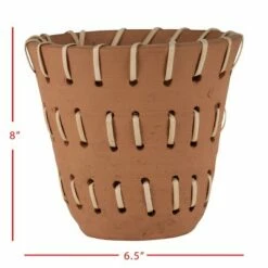 Natural Handthrown Terracotta Planter with Woven Rattan Accents - Foreside Home & Garden -Cheap Planters Store unnamed file 6168