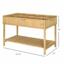 Outsunny Wooden Raised Garden Bed with 8 Slots, Elevated Planter Box Stand with Open Shelf for Limited Garden Space to Grow Herbs, Vegetables -Cheap Planters Store unnamed file 6182