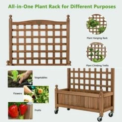 Costway 32in Wood Planter Box w/Trellis Mobile Raised Bed for Climbing Plant -Cheap Planters Store unnamed file 621