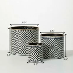 Sullivans Geometric Motif Metal Planter Set of 3, 8.5"H, 6.5"H & 4"H Multicolored -Cheap Planters Store unnamed file 6222