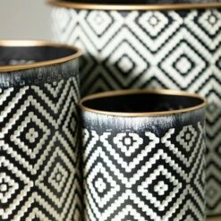 Sullivans Geometric Motif Metal Planter Set of 3, 8.5"H, 6.5"H & 4"H Multicolored -Cheap Planters Store unnamed file 6223