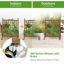 Costway 32in Wood Planter Box w/Trellis Mobile Raised Bed for Climbing Plant -Cheap Planters Store unnamed file 623