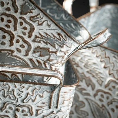 Sullivans Flourish Handled Metal Planter Set of 3, 9.5"H, 8.5"H & 7.5"H Gray 3 Sullivans Flourish Handled Metal Planter Set of 3, 9.5"H, 8.5"H & 7.5"H Gray