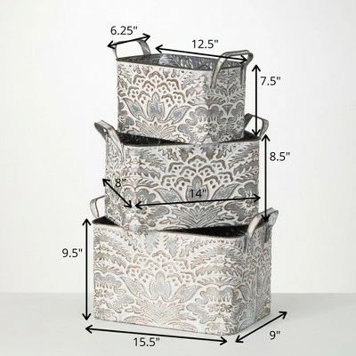 Sullivans Flourish Handled Metal Planter Set of 3, 9.5"H, 8.5"H & 7.5"H Gray 5 Sullivans Flourish Handled Metal Planter Set of 3, 9.5"H, 8.5"H & 7.5"H Gray - Image 3