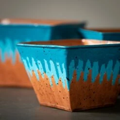 Sullivans Waterfall Edge Square Metal Planters Set of 3, 4.75"H, 4.25"H & 4"H Multicolored